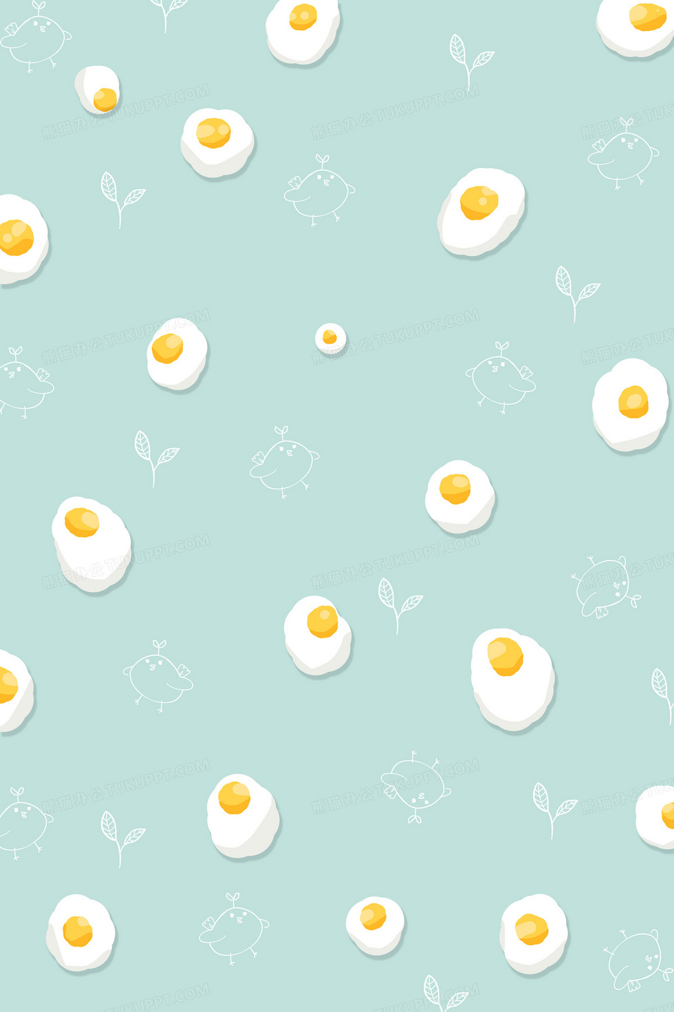 可爱的立体鸡蛋手绘小鸡小清新背景背景图片素材免费下载