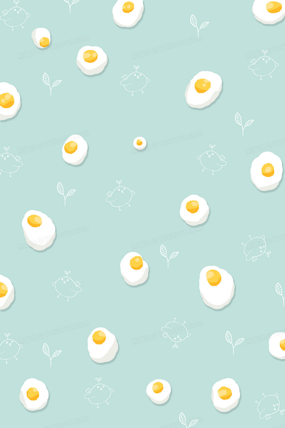 可爱的立体鸡蛋手绘小鸡小清新背景