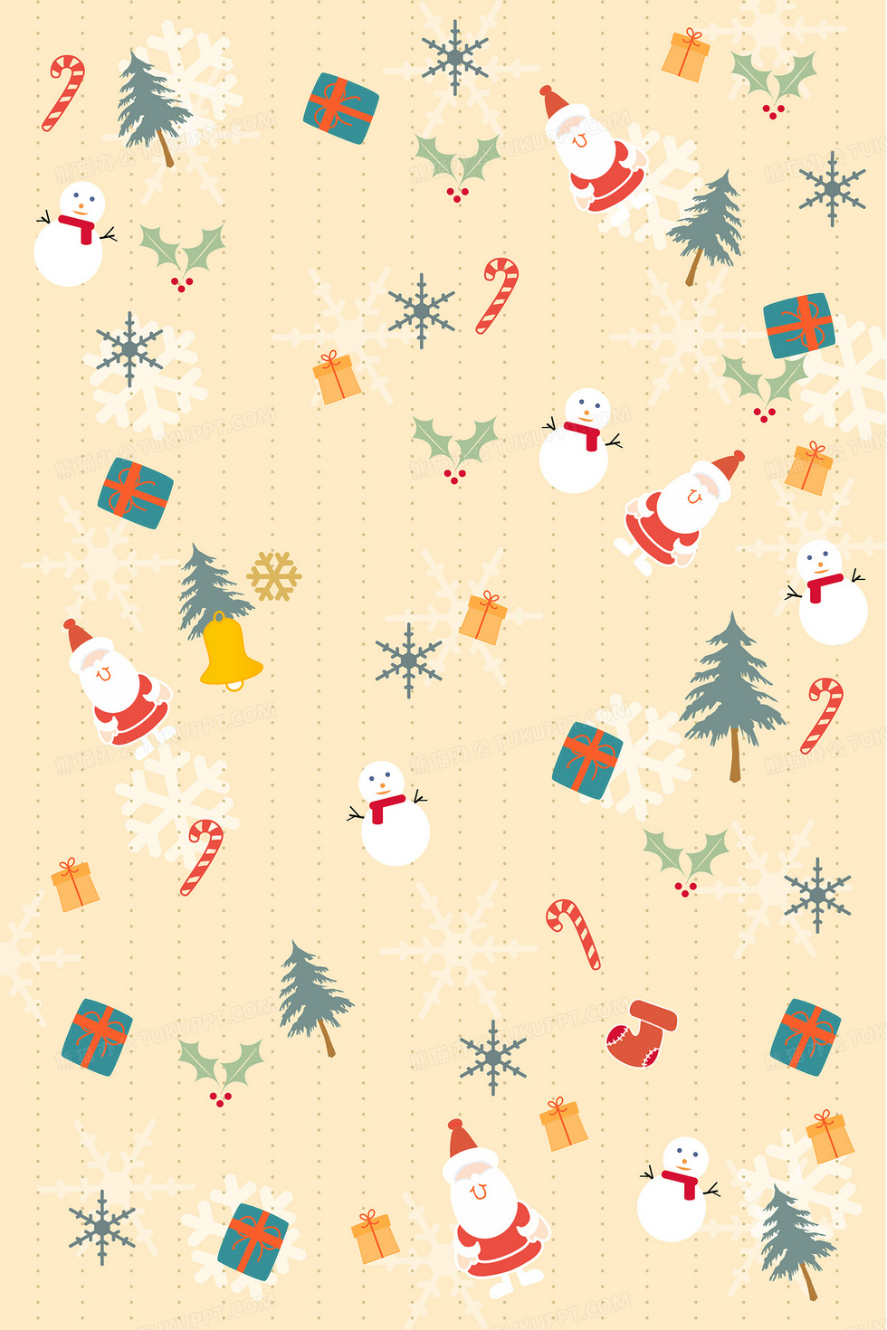 卡通圣诞元素平铺印花底纹背景背景图片素材免费下载_熊猫办公