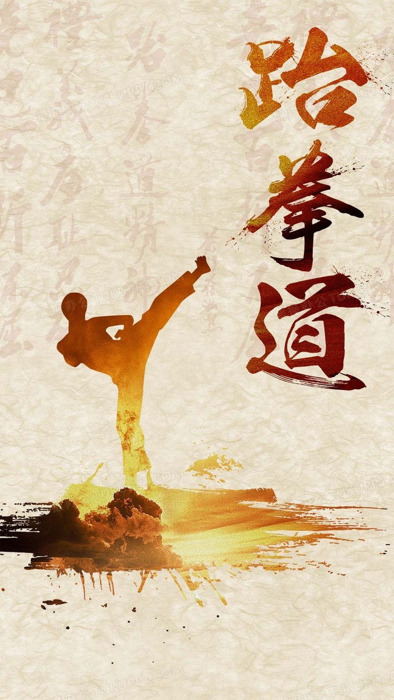中国风跆拳道招生h5背景素材