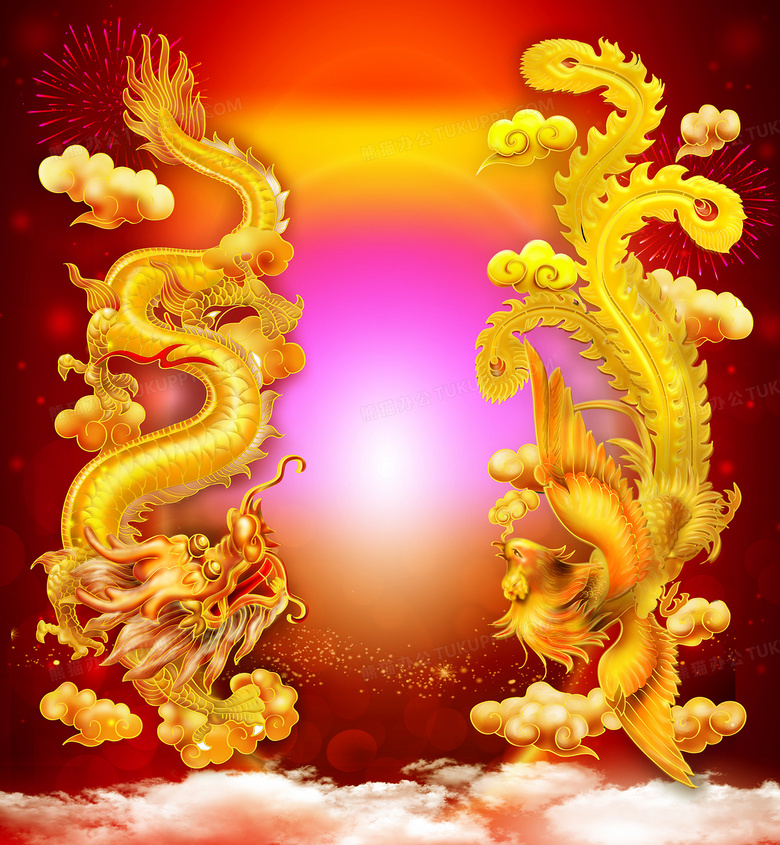 中国风龙凤大气背景背景图片素材免费下载_熊猫办公