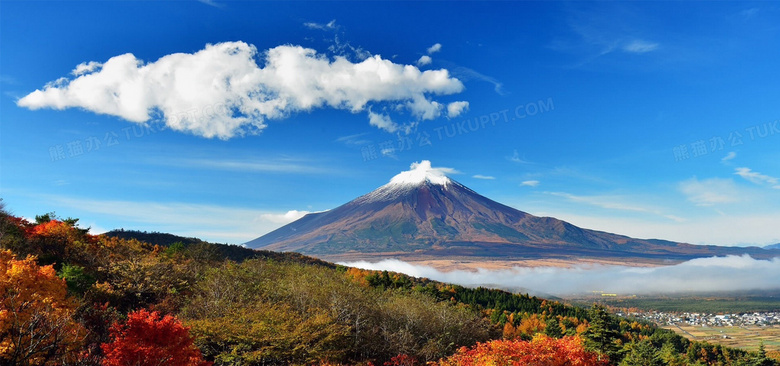 富士山海报背景背景图片素材免费下载 富士山背景 1920 900像素 熊猫办公