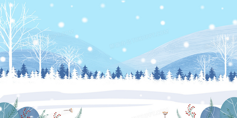 冬季雪景简约冬天植物雪地背景背景图片素材免费下载 熊猫办公