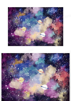 水彩星空素材 水彩星空图片 水彩星空免费模板下载 熊猫办公