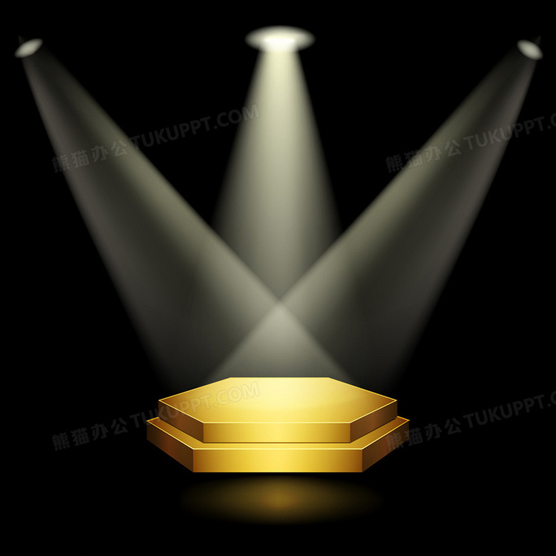 金色舞台聚光灯黑色背景背景图片素材免费下载_熊猫办公