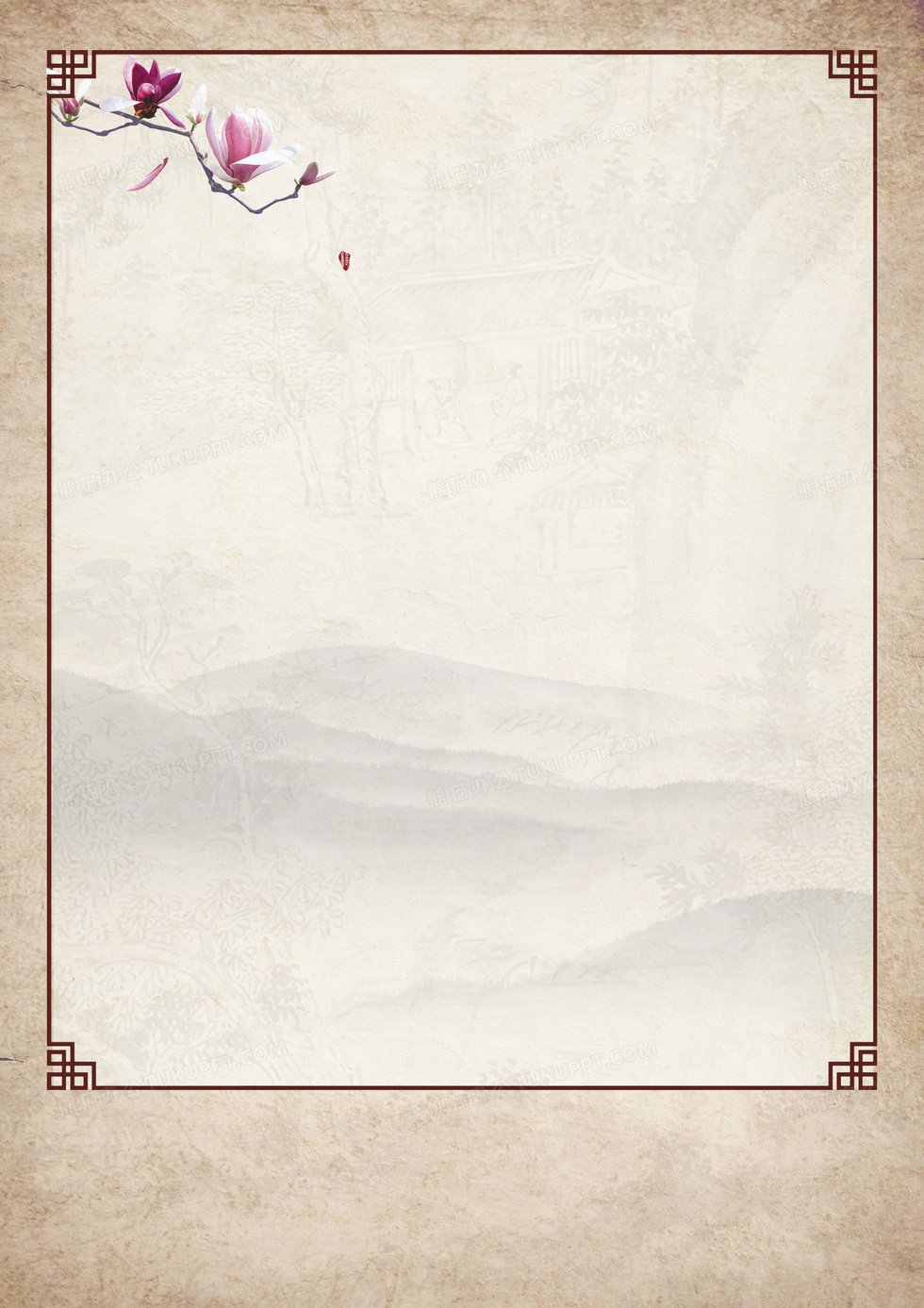 文学中国古典风水墨印刷背景