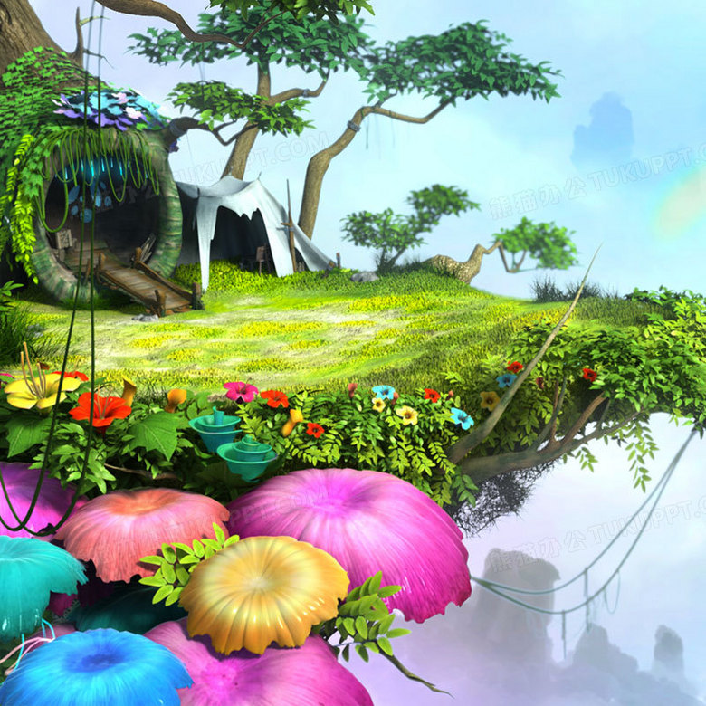 卡通童话景色背景背景图片素材免费下载 熊猫办公