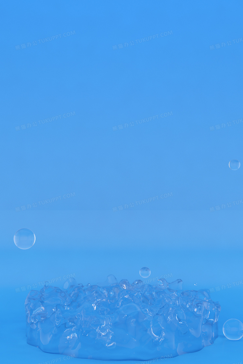 蓝色清凉c4d立体清水水珠背景背景图片素材免费下载 C4d背景 3543 5315像素 熊猫办公
