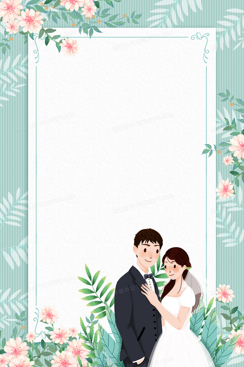 西式婚礼绿色清新花朵结婚背景背景图片素材免费下载 熊猫办公