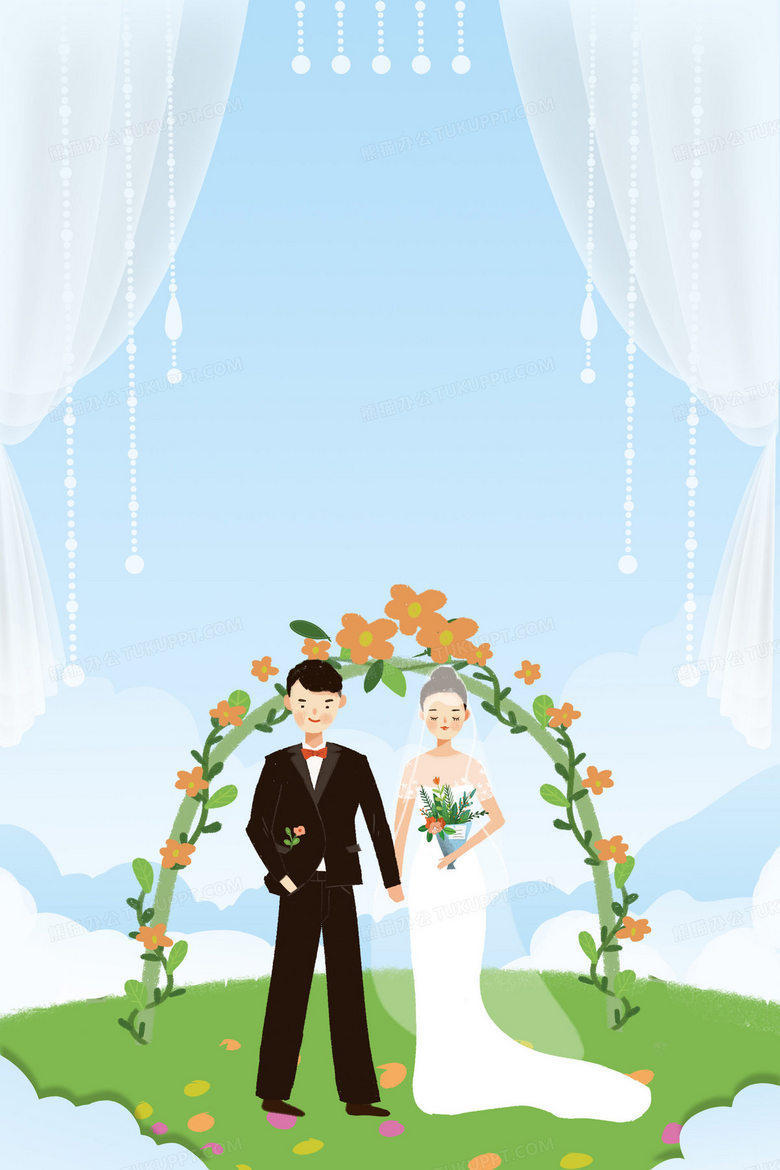 七夕情人节浪漫西式婚礼结婚背景背景图片素材免费下载 熊猫办公