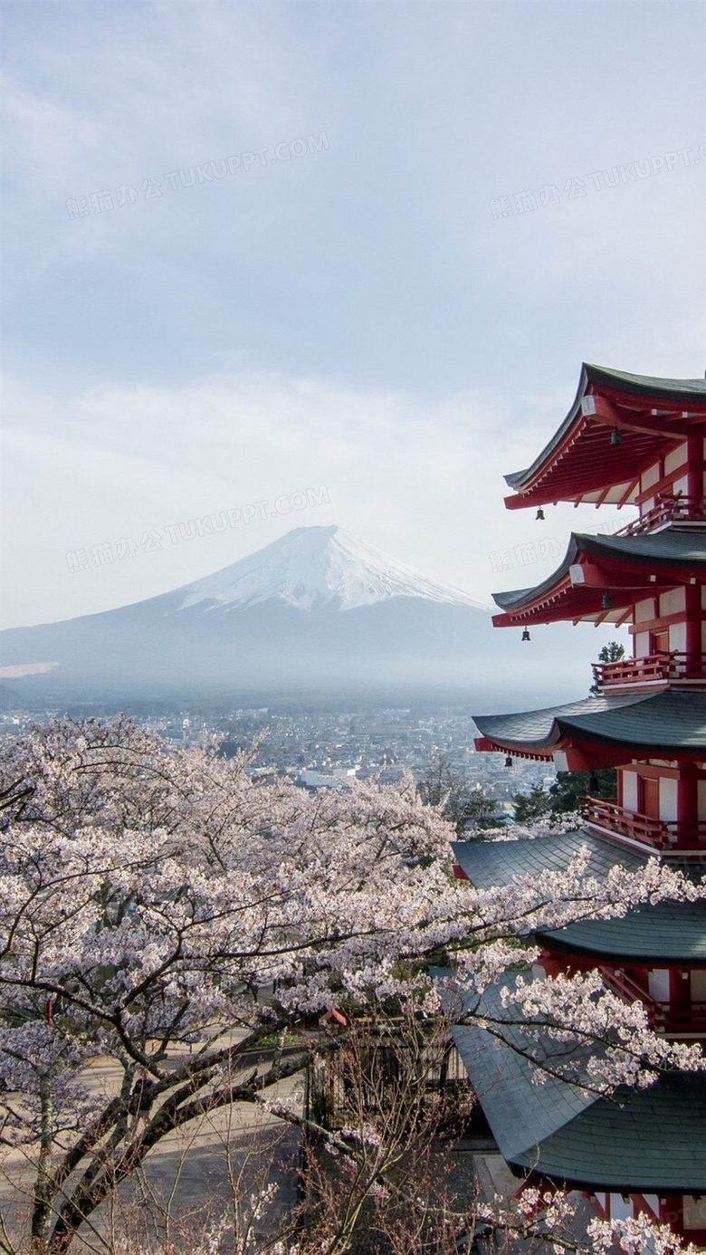 樱花富士山h5背景背景图片素材免费下载 富士山背景 1080 19像素 熊猫办公
