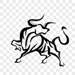 手绘水墨牛免抠素材
