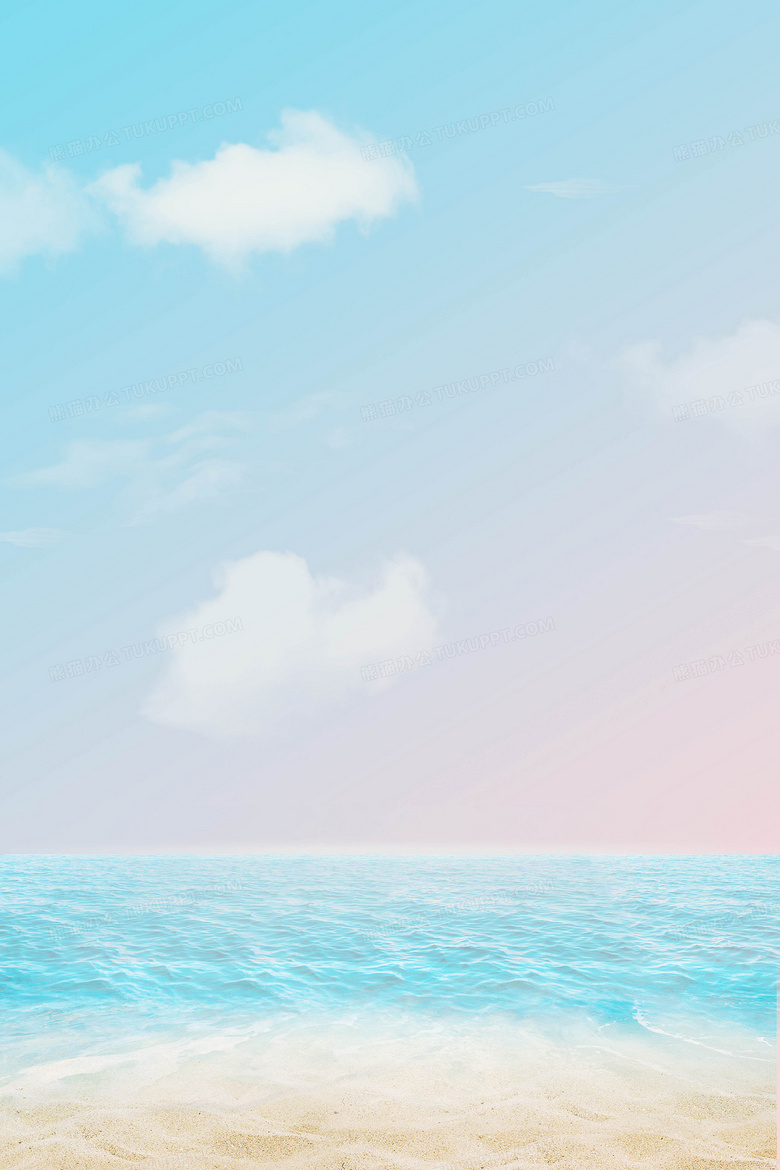 蓝色清新天空沙滩背景背景图片素材免费下载 熊猫办公