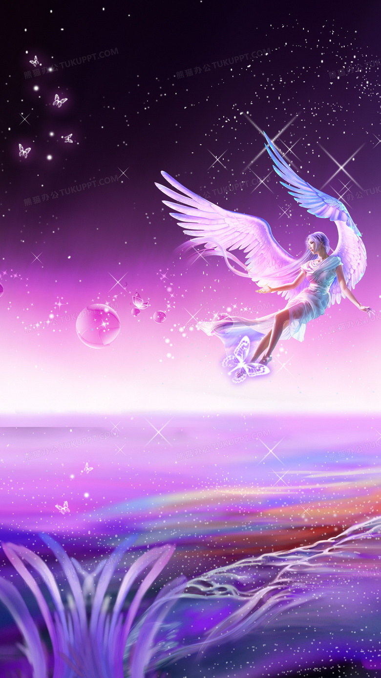 紫色梦幻星空精灵h5背景背景图片素材免费下载 星空背景 1242 28像素 熊猫办公