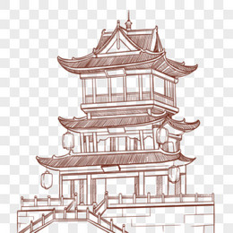 唐朝宫殿 简笔画图片