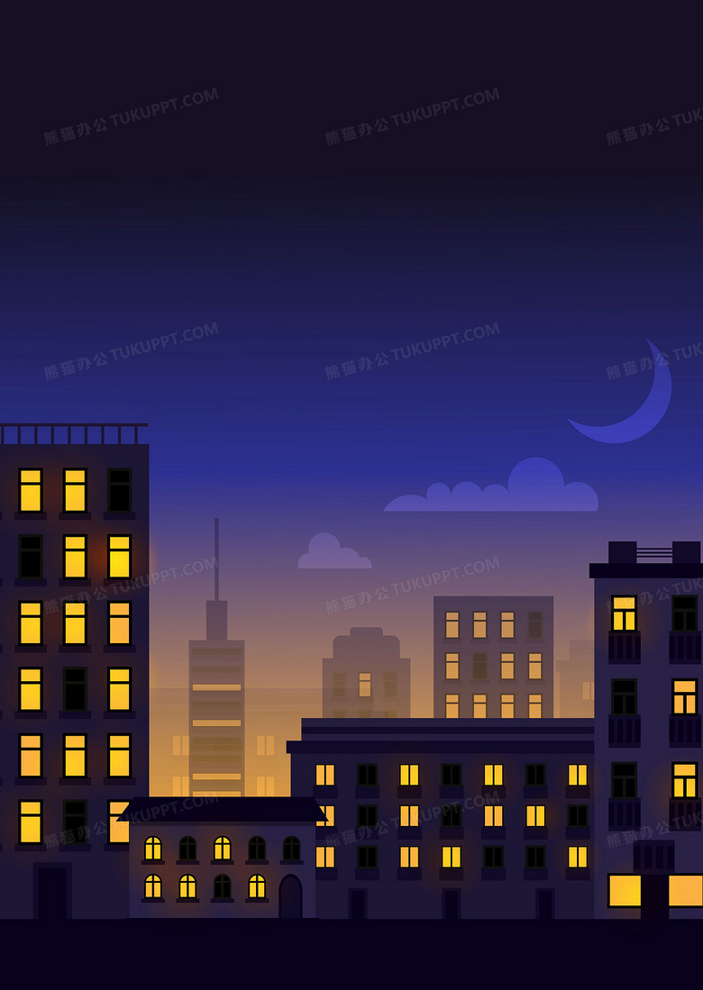矢量卡通星空夜晚城市背景背景图片素材免费下载 卡通背景 55 像素 熊猫办公