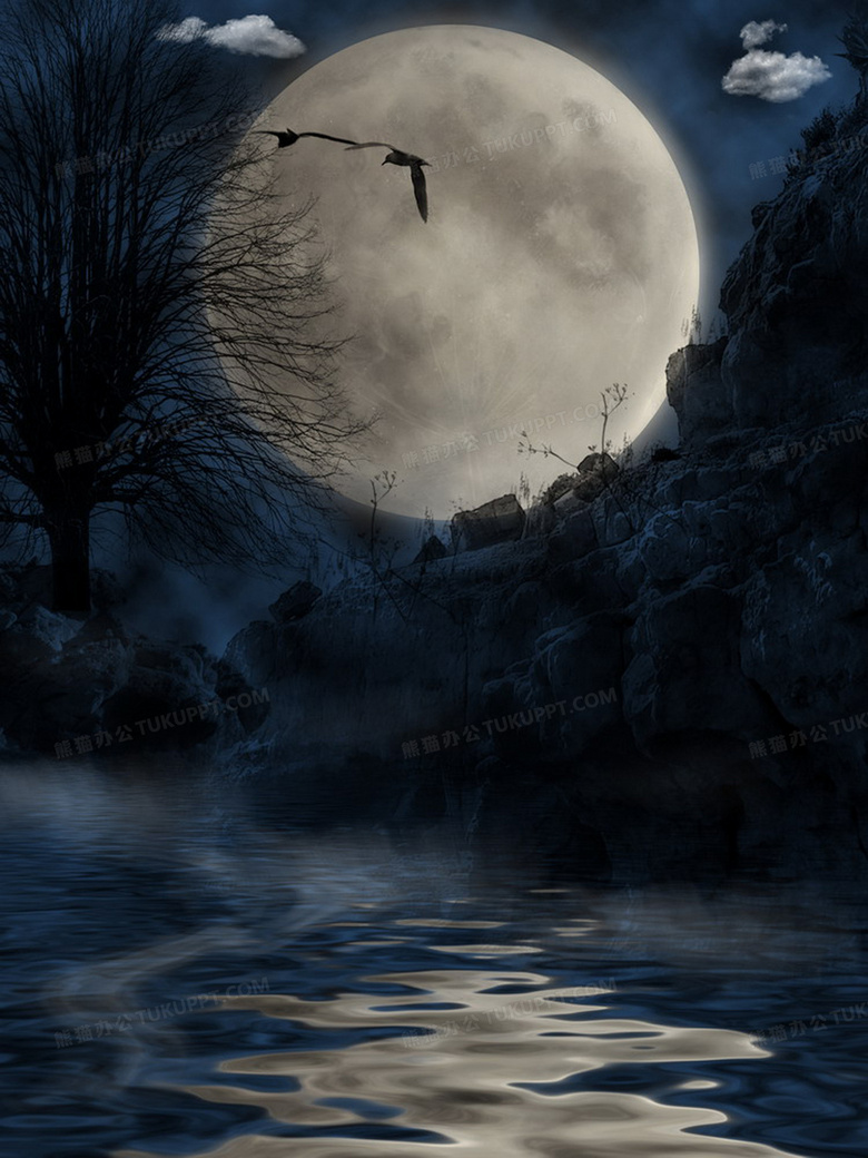 月圆夜背景背景图片素材免费下载 熊猫办公