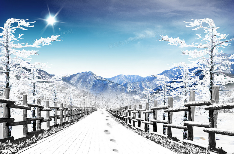 雪地漫天雪地冬景印刷背景背景图片素材免费下载 熊猫办公