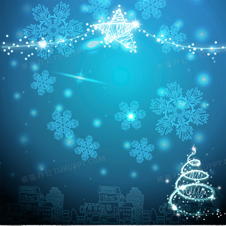 蓝色梦幻圣诞节雪花背景背景图片素材免费下载 梦幻背景 800 800像素 熊猫办公