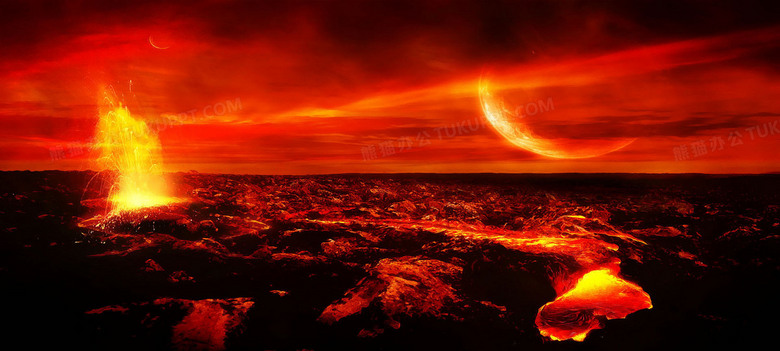 红色唯美火山背景背景图片素材免费下载 熊猫办公