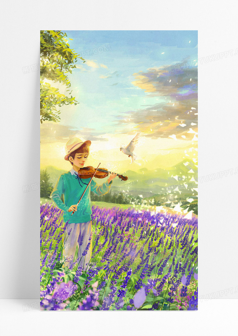 手绘卡通插画H5背景