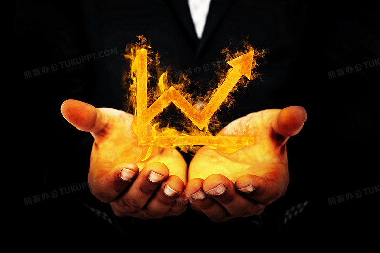 捧在手心里的火焰效果箭头背景图片素材免费下载 熊猫办公