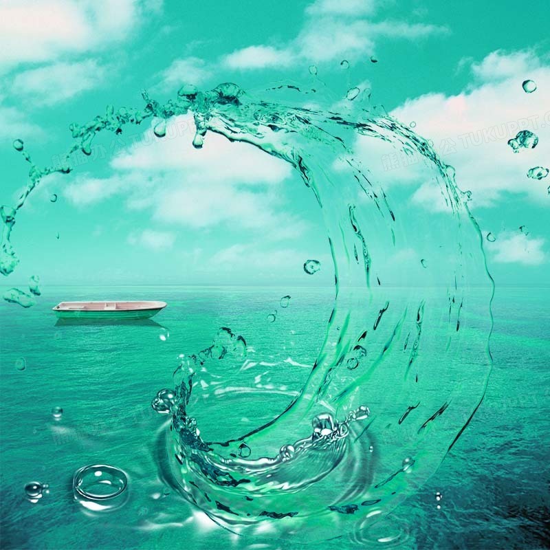 海洋水滴帆船绿色自然蓝天清新