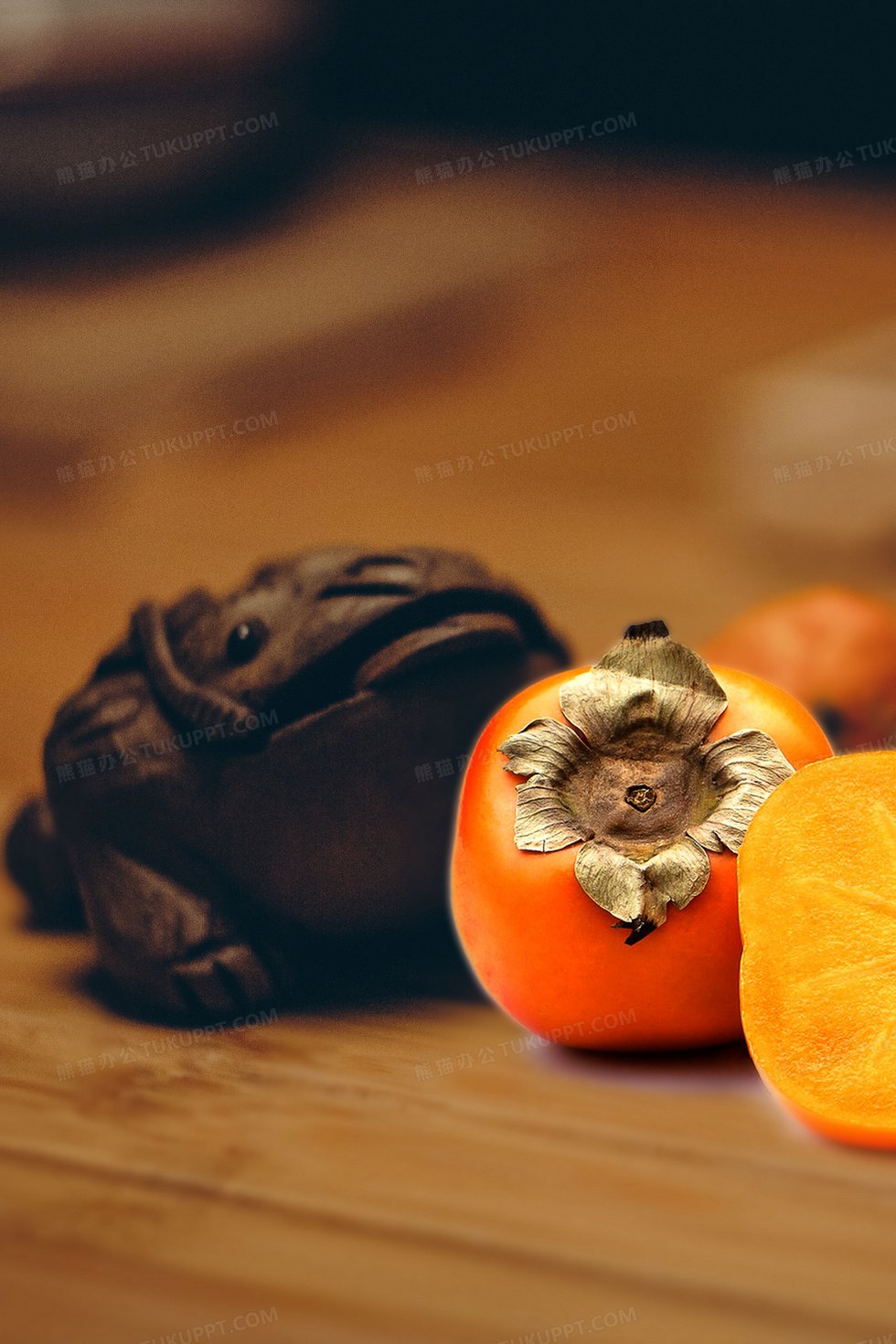 创意摄影图合成柿子熟了背景