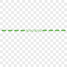 手绘矢量绿叶分割下划线免抠装饰元素