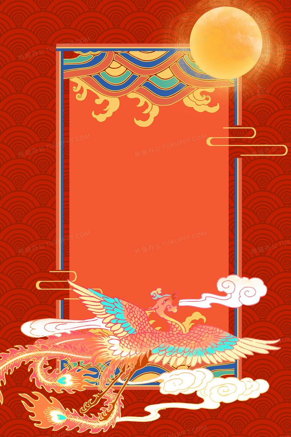 神话故事凤凰手绘边框插画背景背景图片素材免费下载_熊猫办公