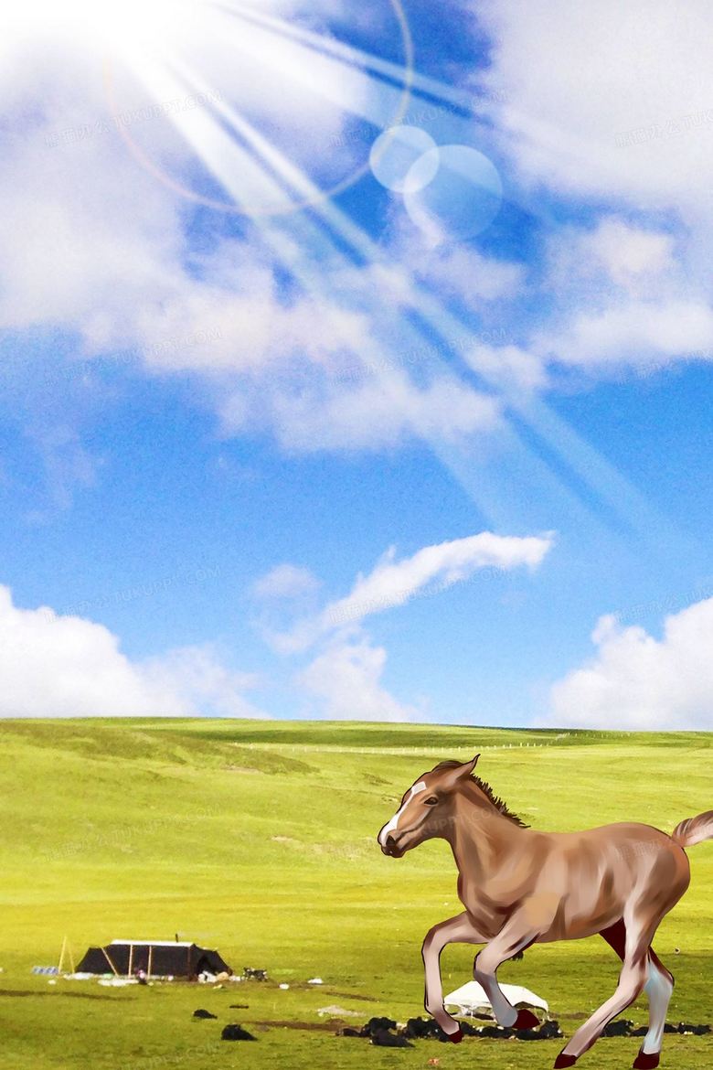 蓝天白云蒙古大草原牧马背景背景图片素材免费下载 熊猫办公 蓝天白云蒙古大草原牧马背景背景图片素材免费下载 熊猫办公