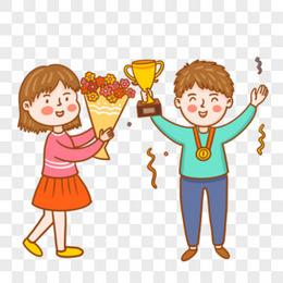 手绘卡通获奖人物免抠元素