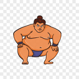 手绘卡通相扑人物元素