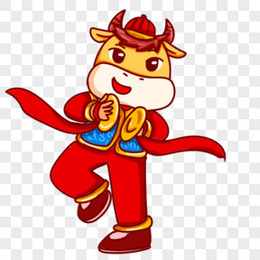 卡通手绘国潮小牛提灯笼场景素材