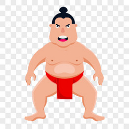手绘卡通相扑人物元素
