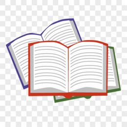 手绘卡通翻开的书本与几本书素材