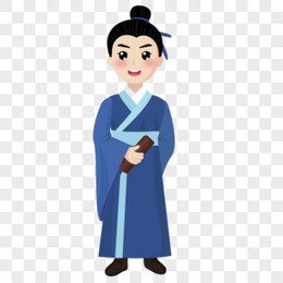 卡通手绘古代书生形象免抠素材