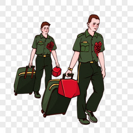 手绘退役军人背影形象免抠元素