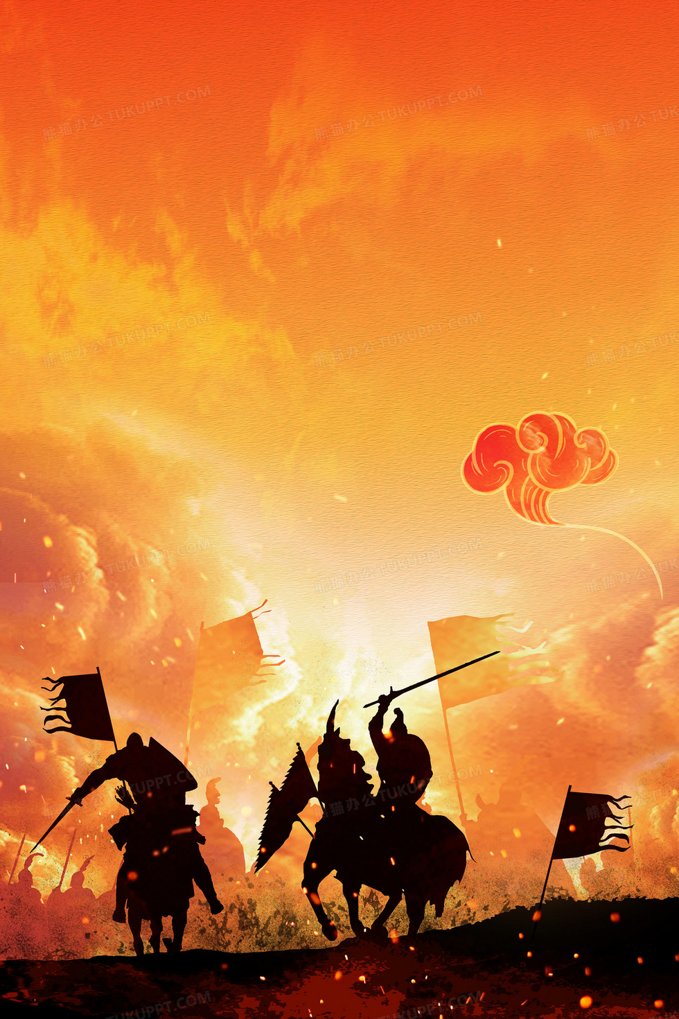 古代军队战场两军厮杀剪影背景背景图片素材免费下载_熊猫办公