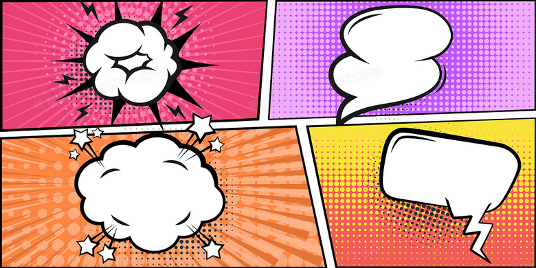 手绘卡通风多元漫画边框背景背景图片素材免费下载 熊猫办公