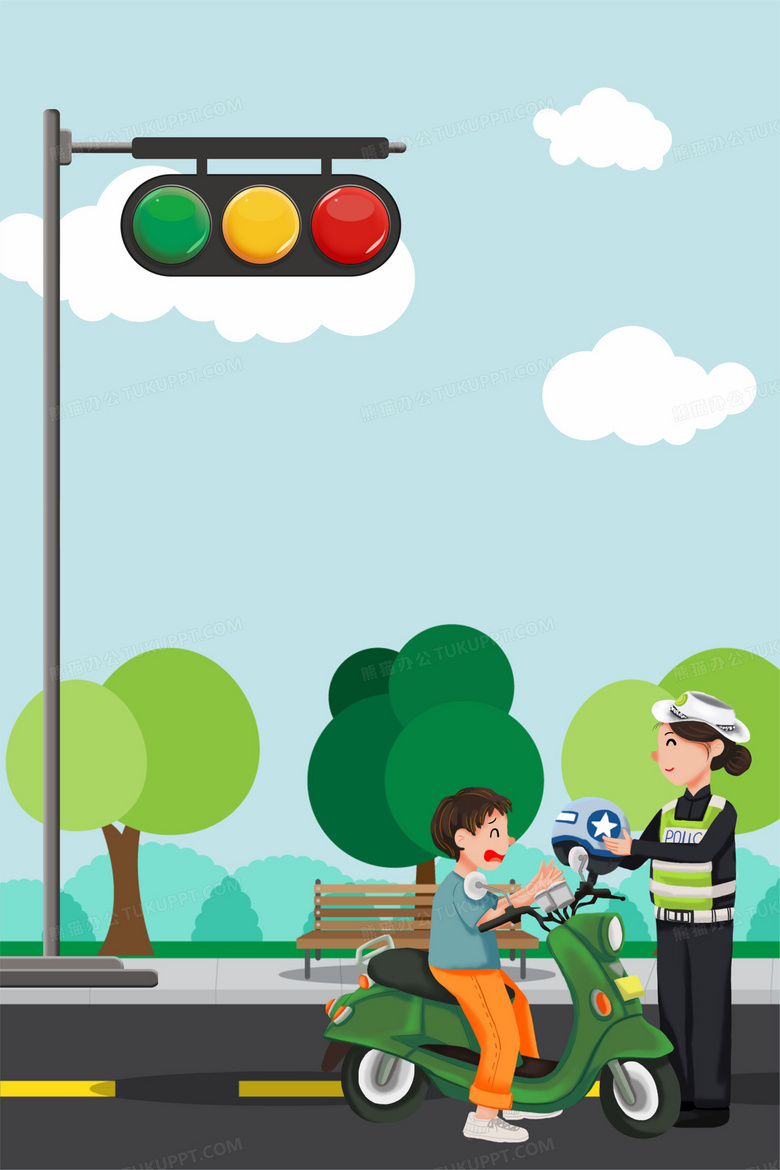 蓝绿扁平风全国交通安全日背景背景图片素材免费下载 熊猫办公