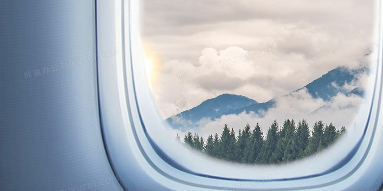 飞机窗户窗外风景摄影合成背景背景图片素材免费下载 熊猫办公
