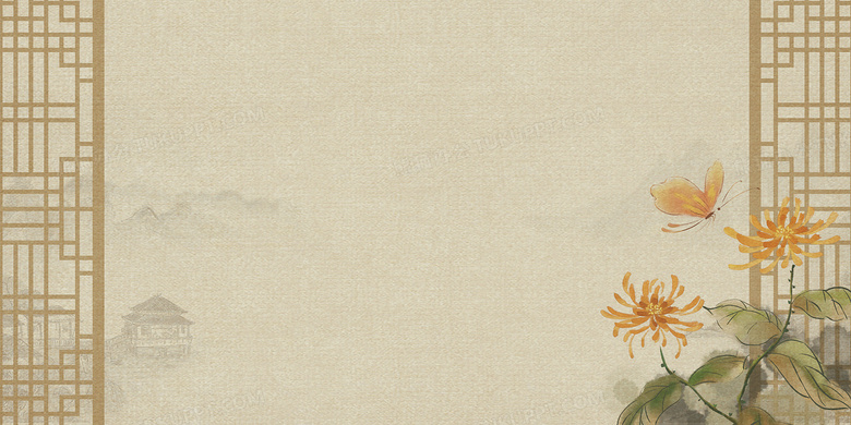 工笔画意境屏风山水背景背景图片素材免费下载 熊猫办公