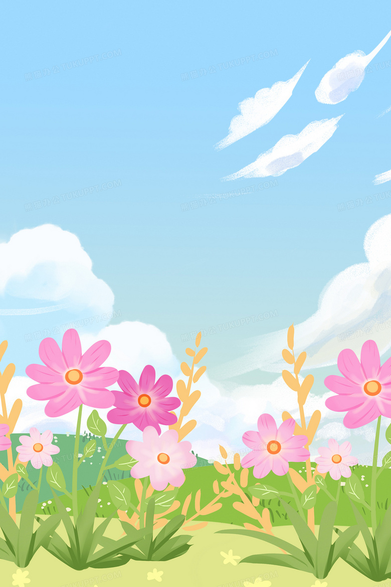 清新手绘格桑花背景图背景图片素材免费下载 熊猫办公