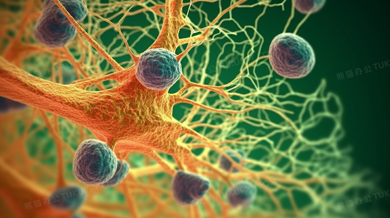 橙色微观世界中的淋巴组织概念创意背景插画图片素材下载_jpg格式_熊猫办公