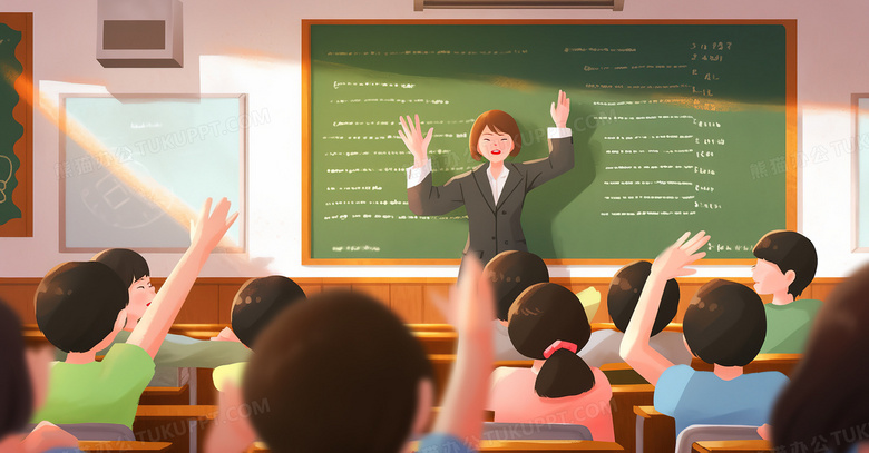 老师和同学们在教室上课创意插画图片素材下载_jpg格式_熊猫办公