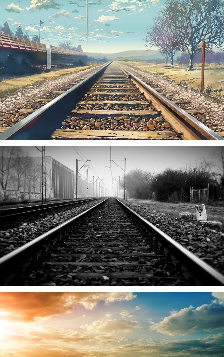 唯美铁道铁路PPT背景图片