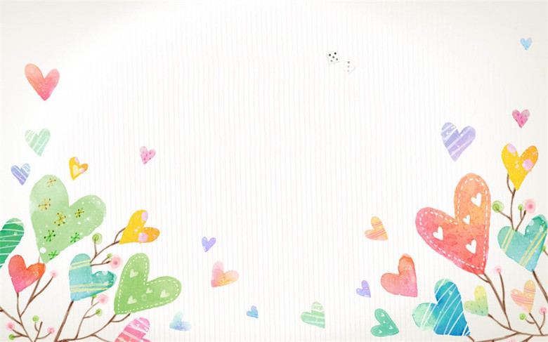 可爱卡通爱心ppt背景图片