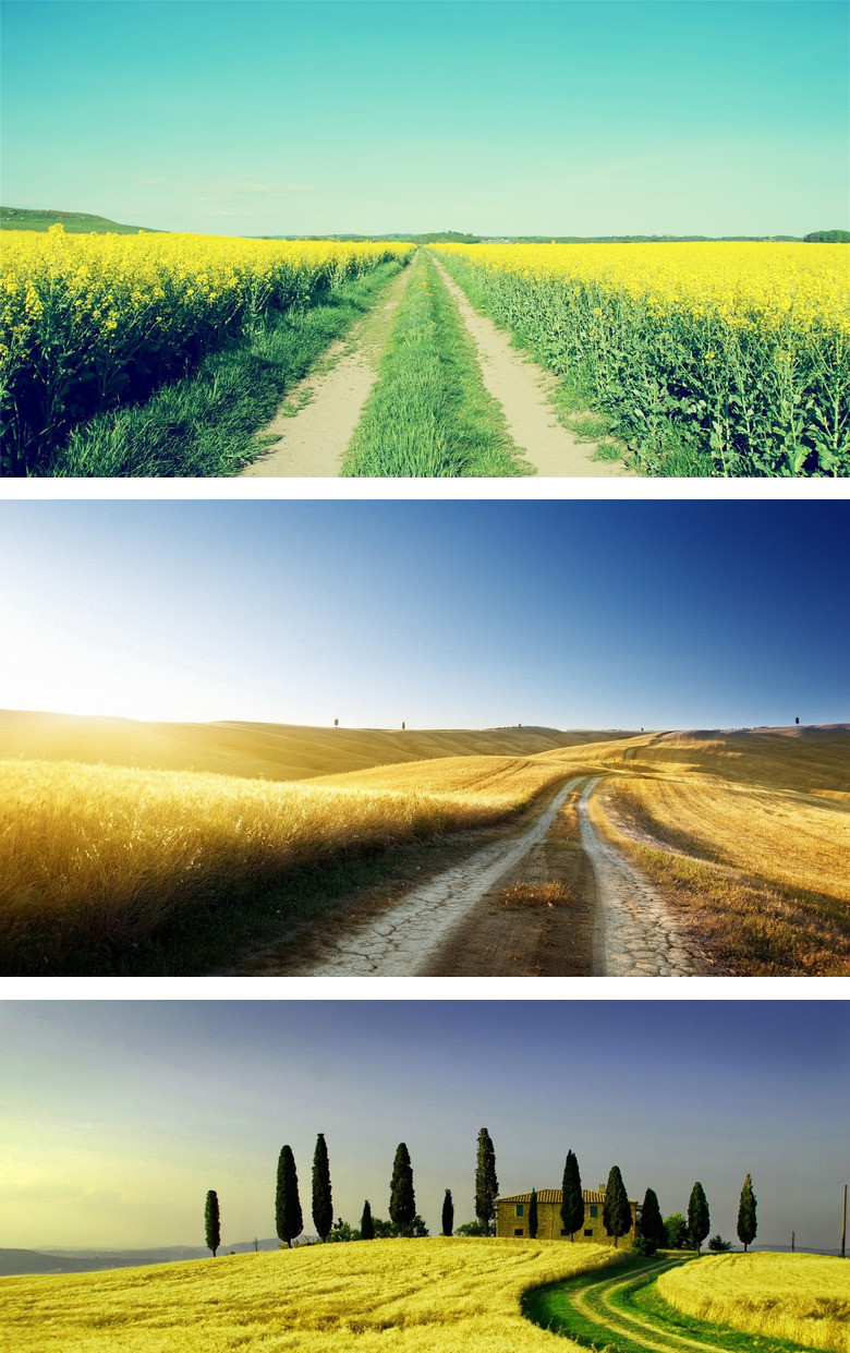 田野乡间小路PPT背景图片