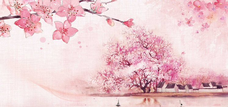 1920 x 600格式: psd三生唯美桃花海报背景jpgpsd像素:1920 x 600格式